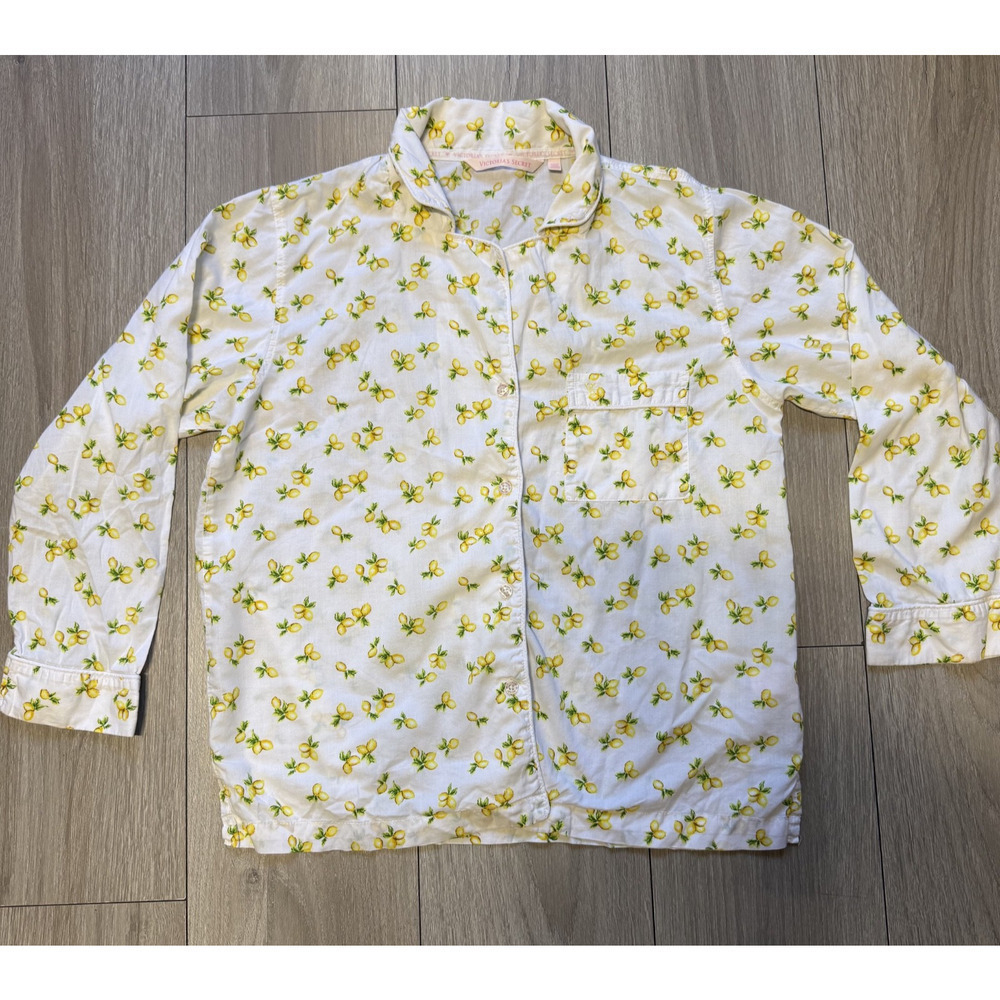 Victorias Secret Top Womens XS Sleep Lemon White Yellow Green‎